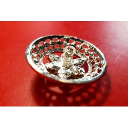 Guzik ozdobny z kryształkami srebrny